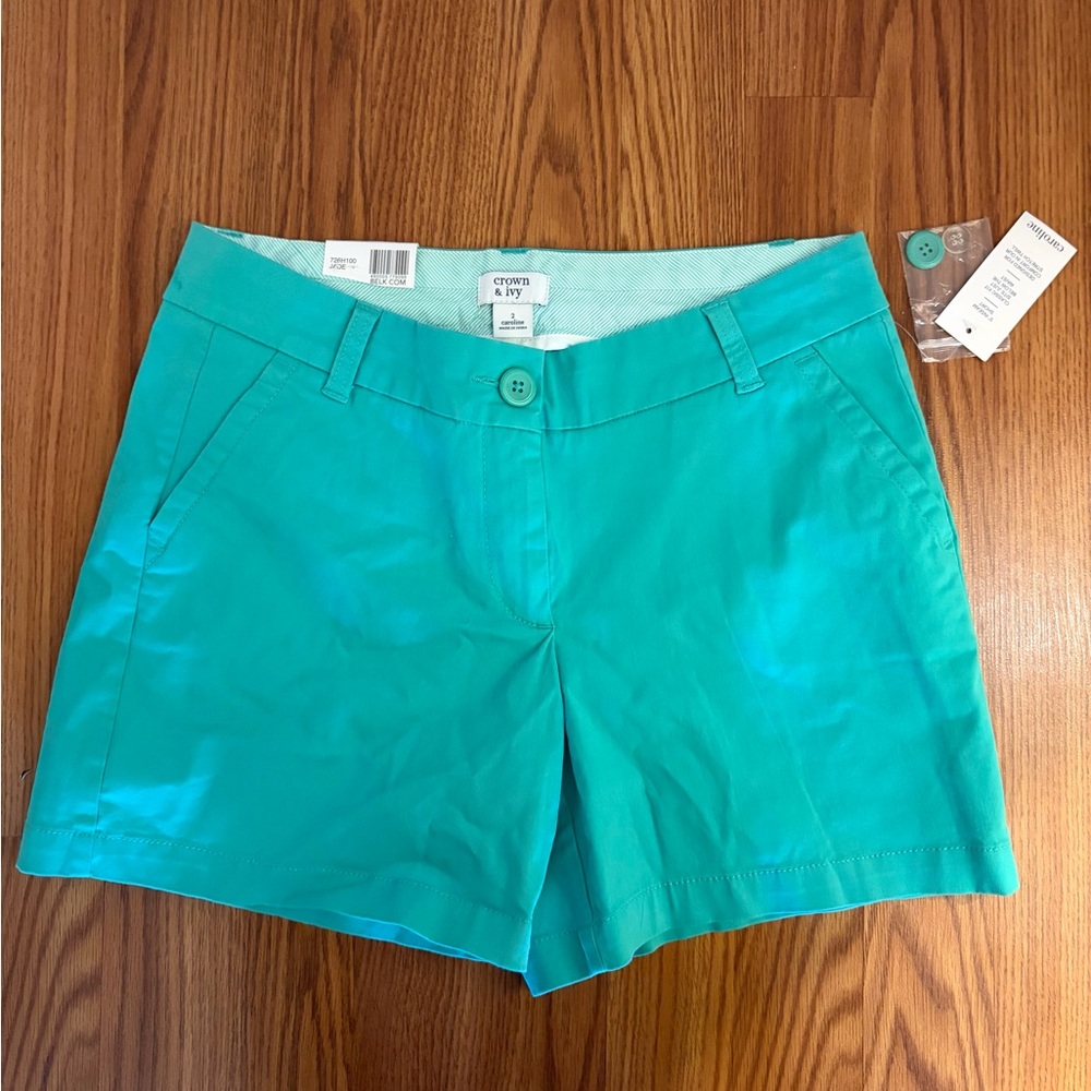 Crown & Ivy Teal Women's Bermudas